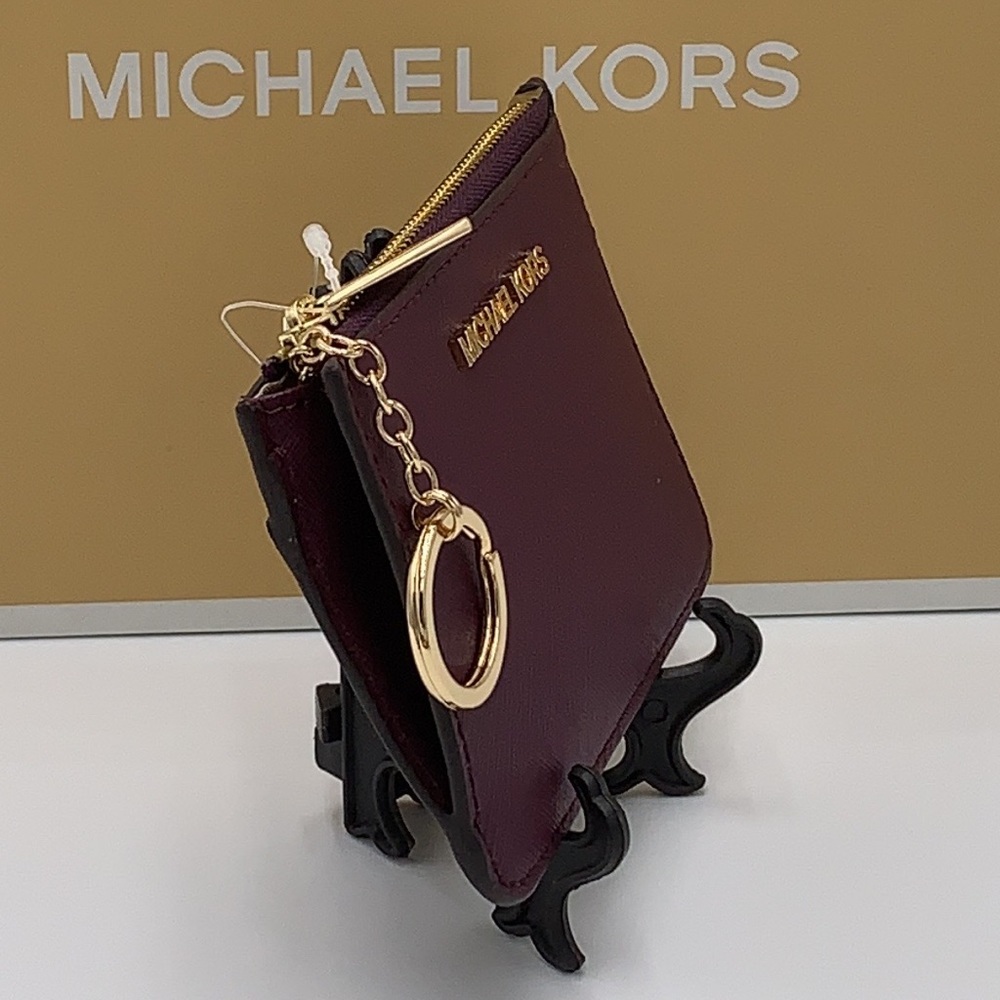 MICHAEL KORS SMALL TOP ZIP COINPOUCH WITH ID BORDEAUX COLOR - Picture 5 of 11